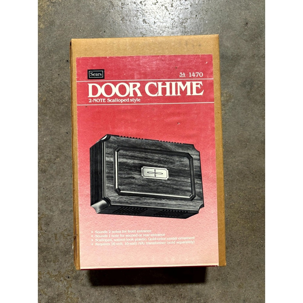 Vintage Sears 341470 Door Chime Black for Doorbell 2-Note Scalloped Style